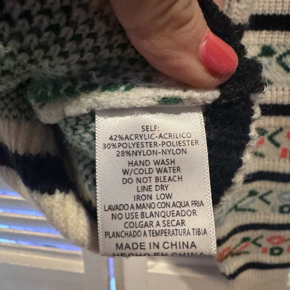 fab’rik Floral Knit Sweater Cream Striped Cottagecore Women M - Picture 5 of 5